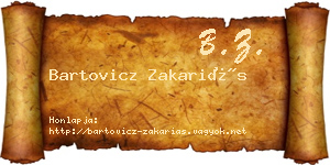 Bartovicz Zakariás névjegykártya